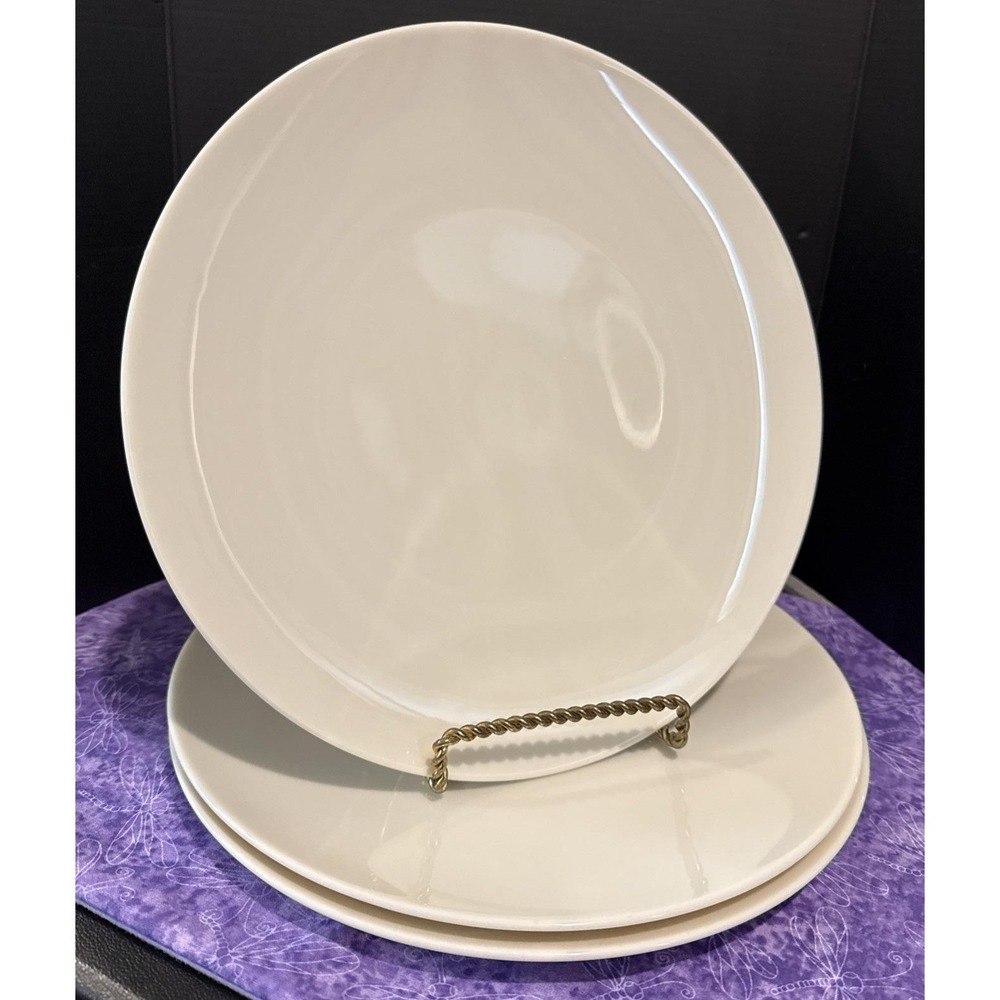 Lenox Solid Ivory Off White Porcelain Dinner Plate Plates Set Of 3 USA 10 Inch